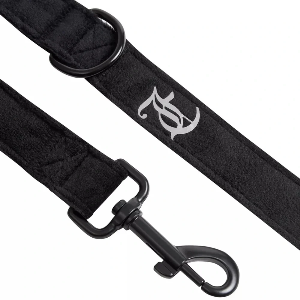 Juicy Couture Black Bling Velour Pet Harness & Leash Set - Large
